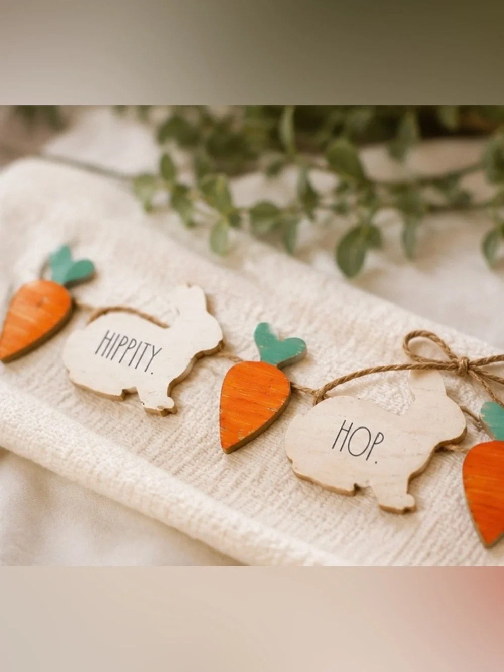 Rae Dunn Easter Bunny Garland Hoppity Hoppity Hop Decor